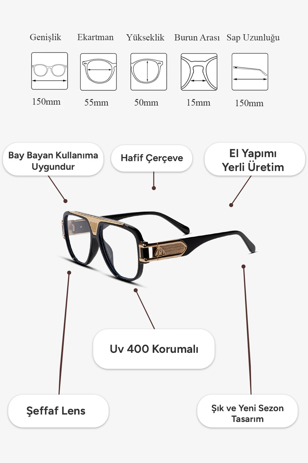 Maybach Mavi Işık Korumalı Gözlük