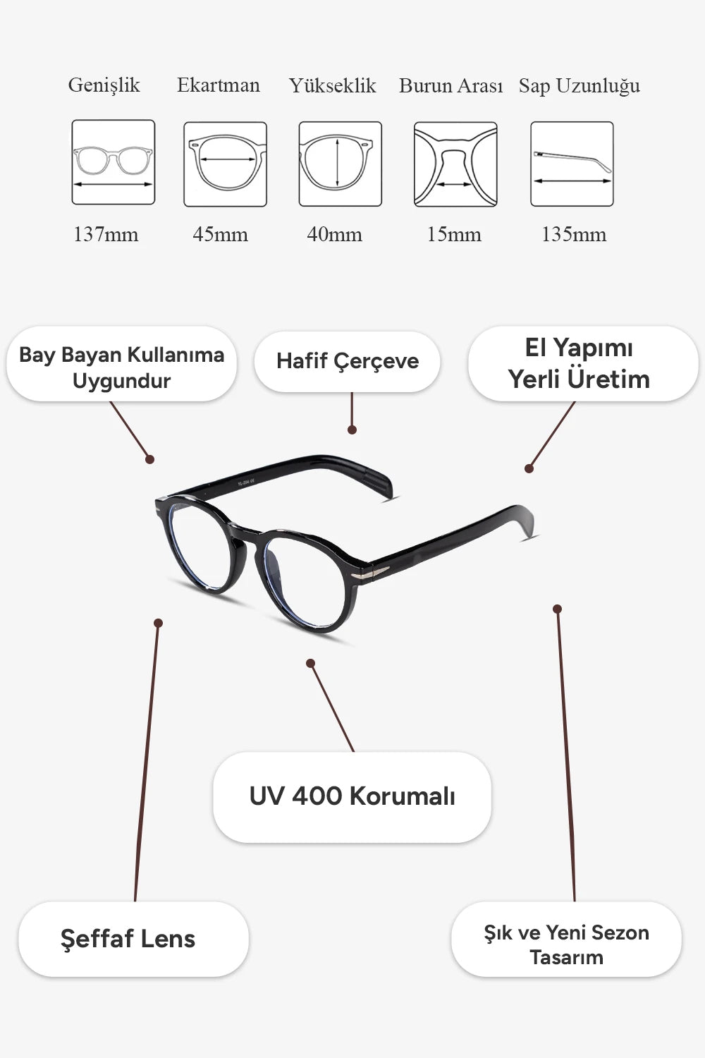 Roseua Mavi Işık Korumalı Gözlük